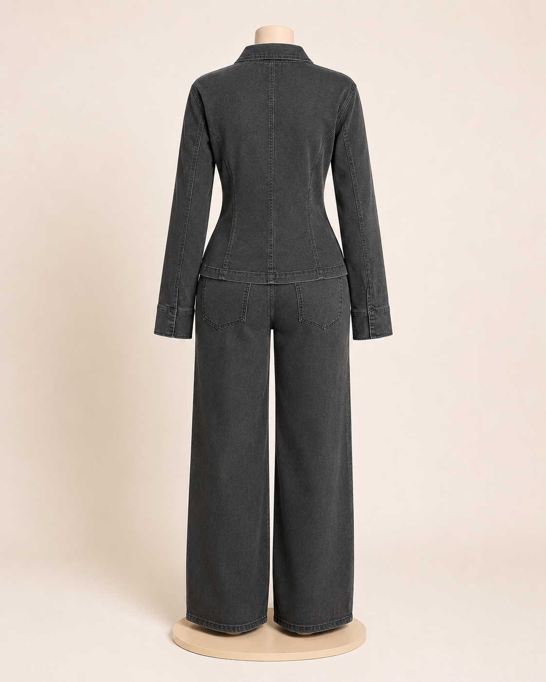 Two Piece Denim Set- Charcoal