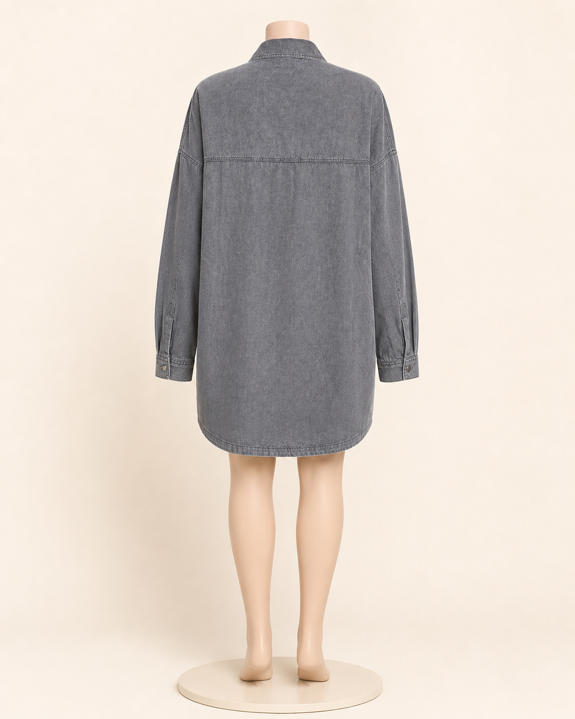 Washed Grey Denim Shirt Dress