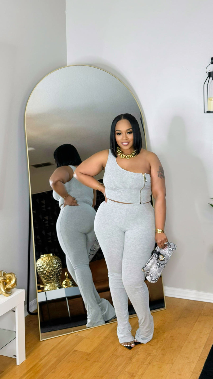 Zipper Detail Ribbed Set