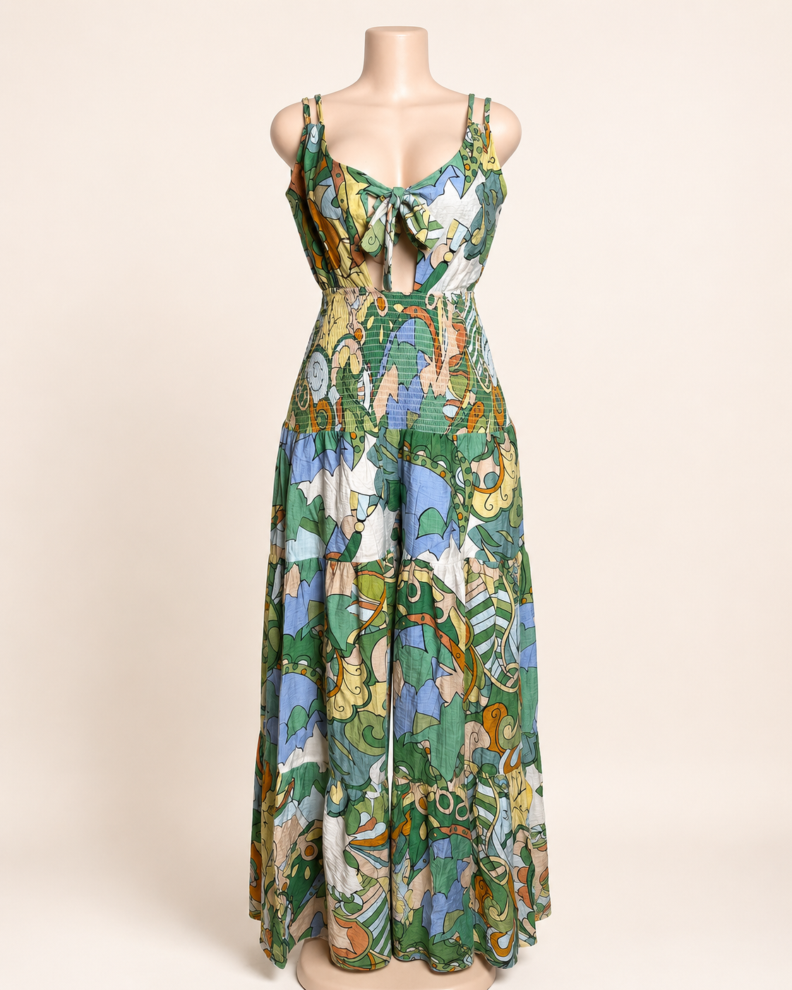 Green Print Jumpsuit