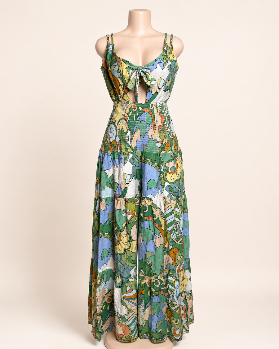Green Print Jumpsuit