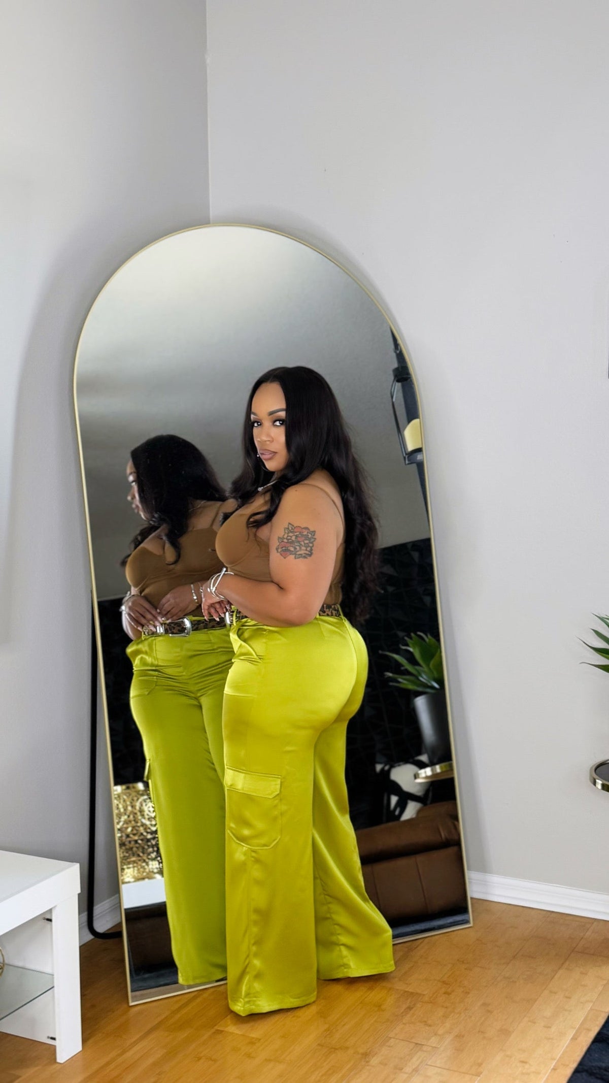 Talk That Talk Satin Pants- Lime