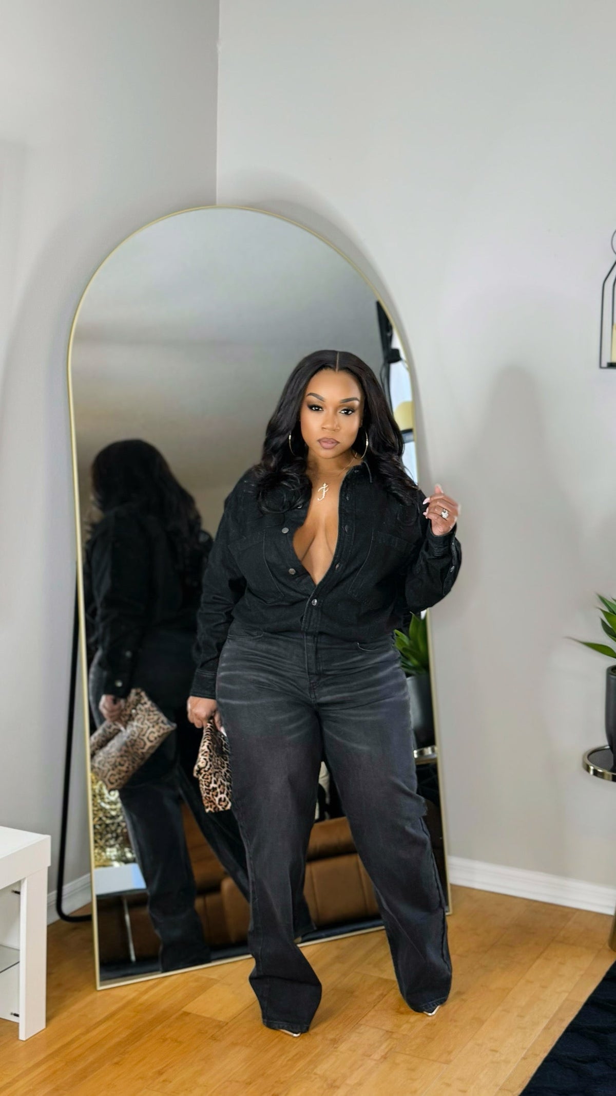 Black Denim Jumpsuit