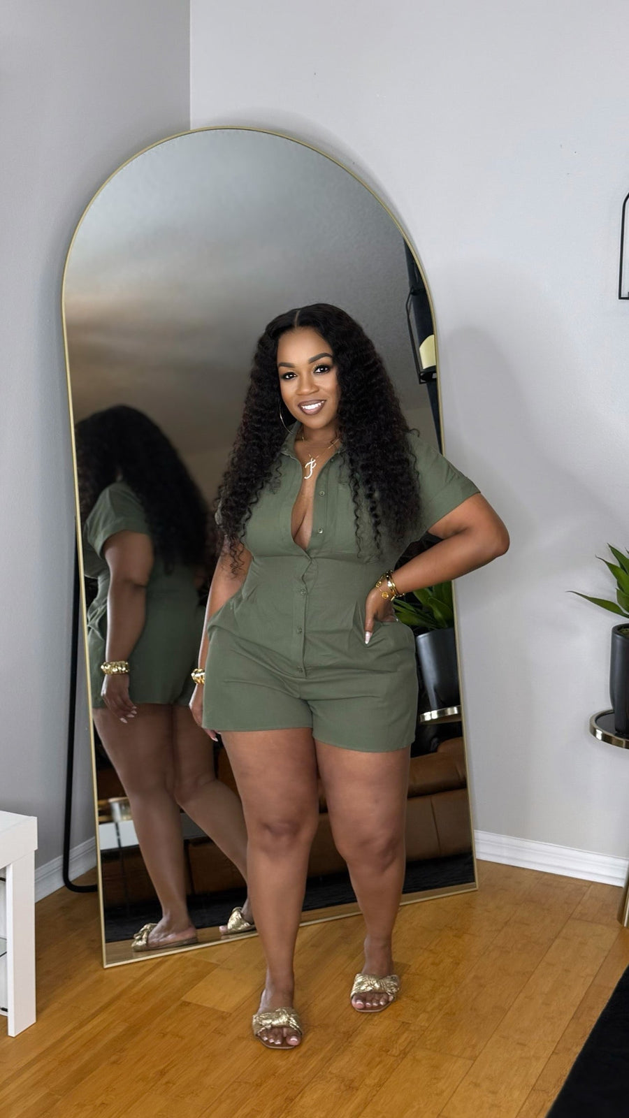 Casual Slay Romper- Olive