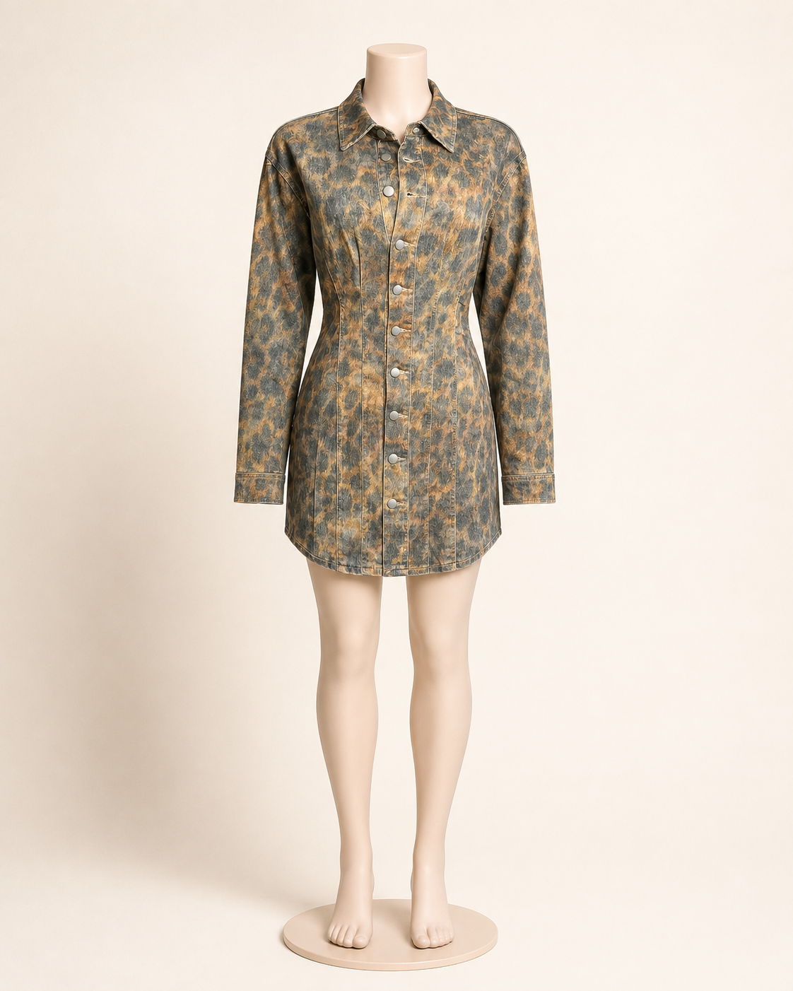 HER Denim Dress- Leopard