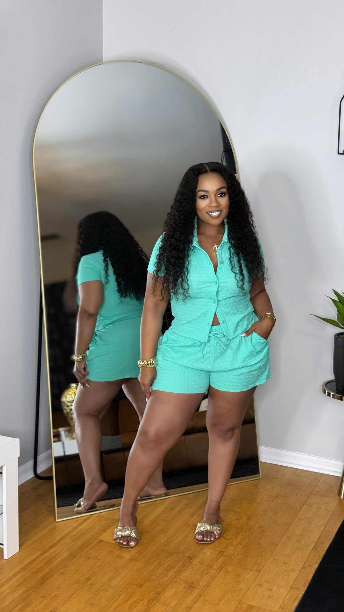 Texture Short Set- Aqua