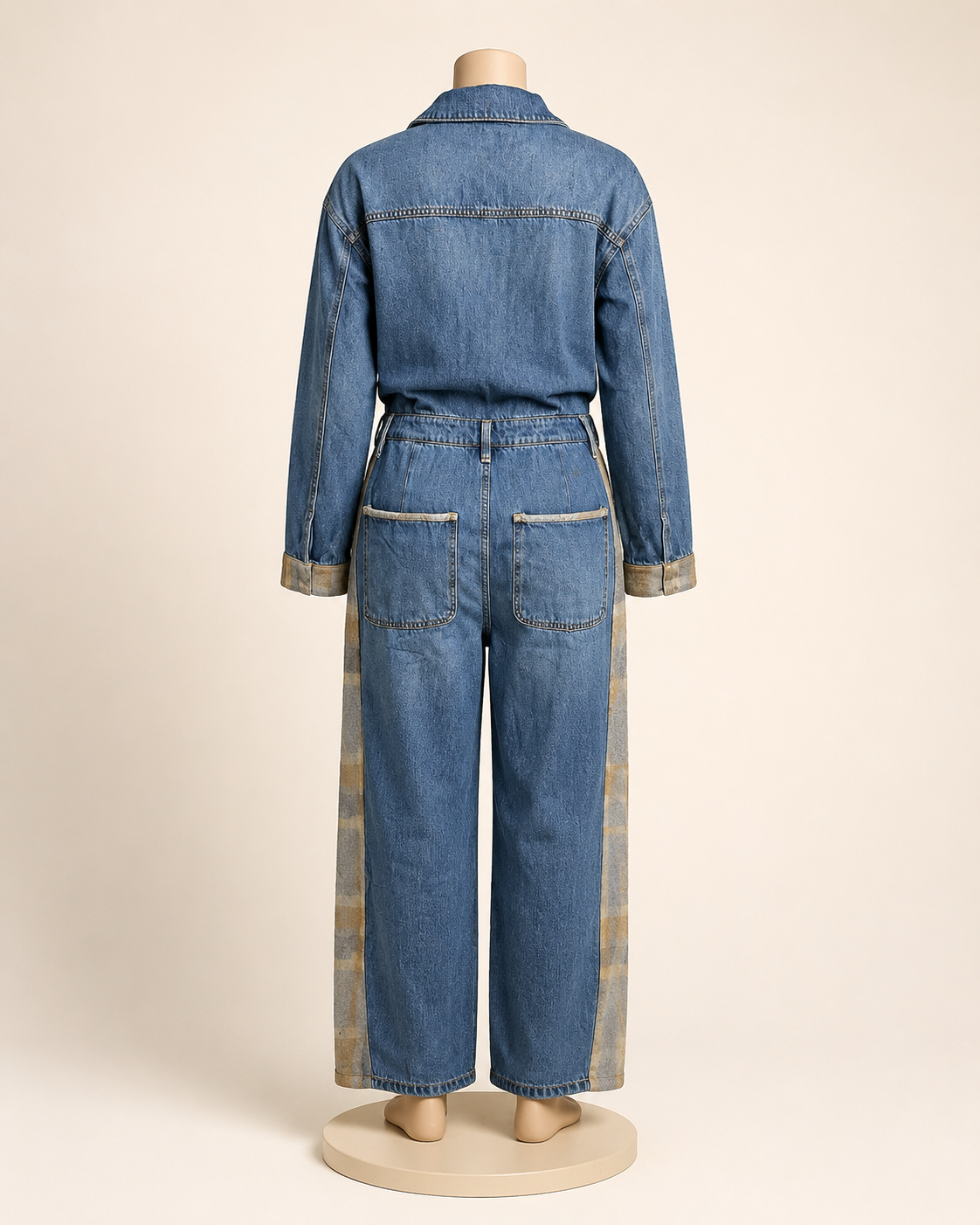 Denim/Plaid Jumpsuit