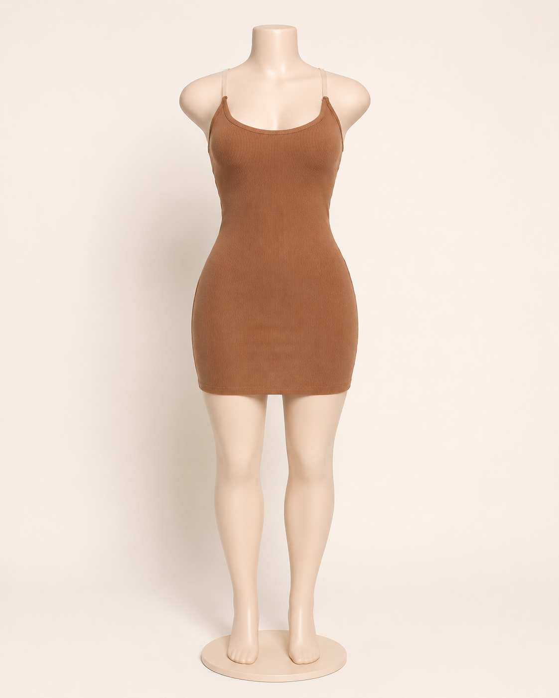 Clear Strap Mini Dress Brown
