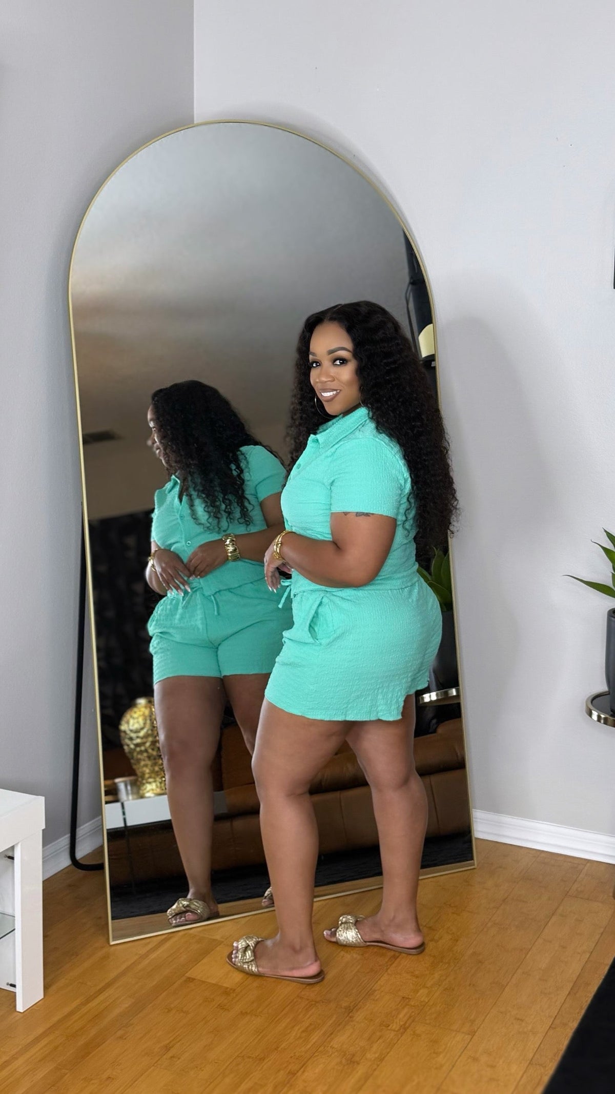 Texture Short Set- Aqua