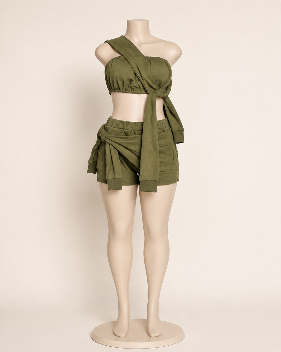 Two Piece Short Set-Olive