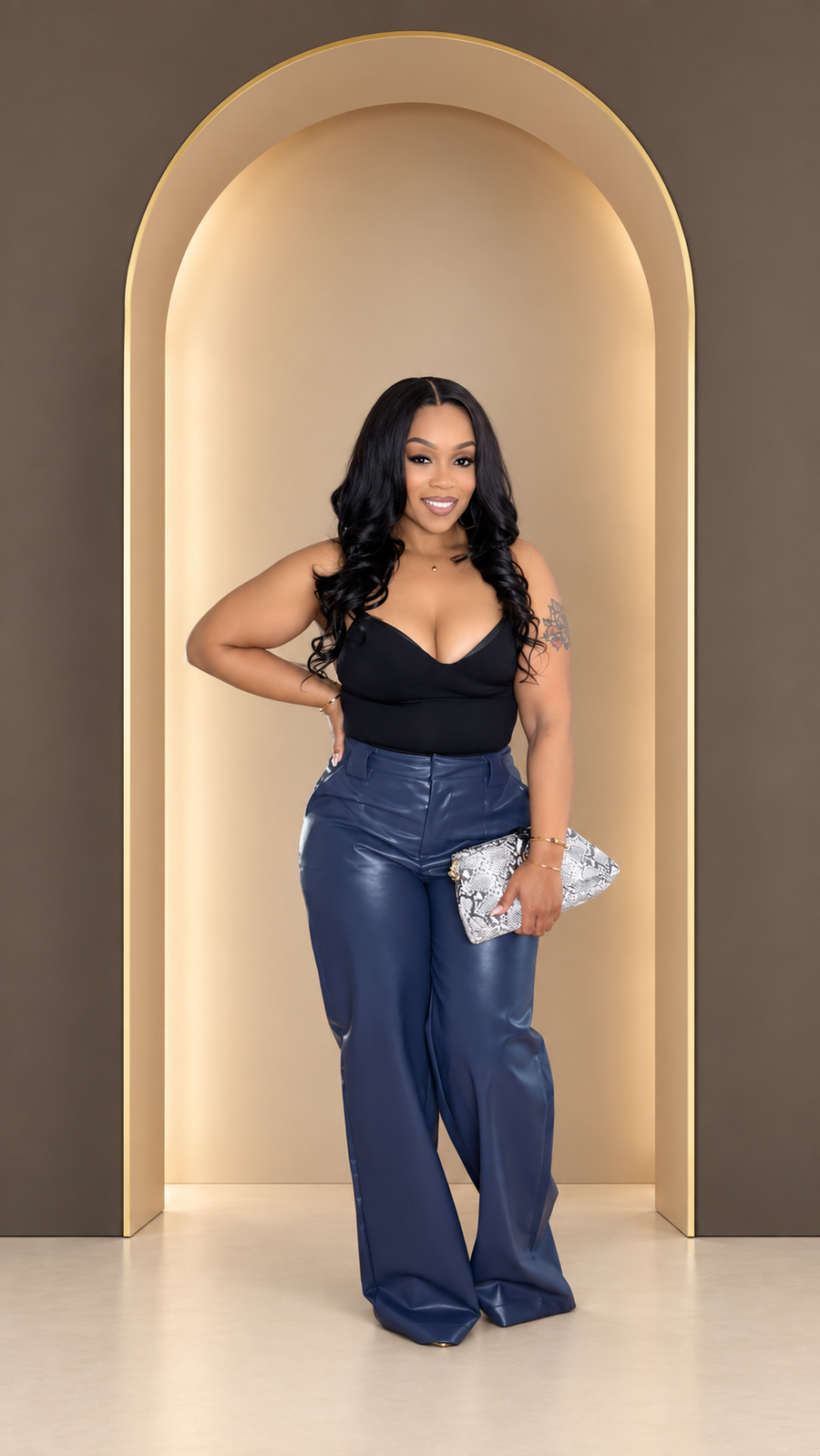 Pick Me Up Leather Pants- Navy