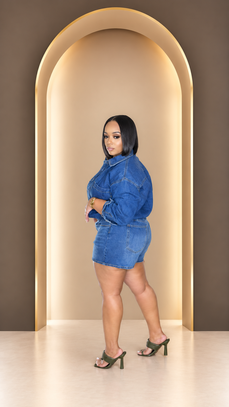 Long Sleeve Denim Romper