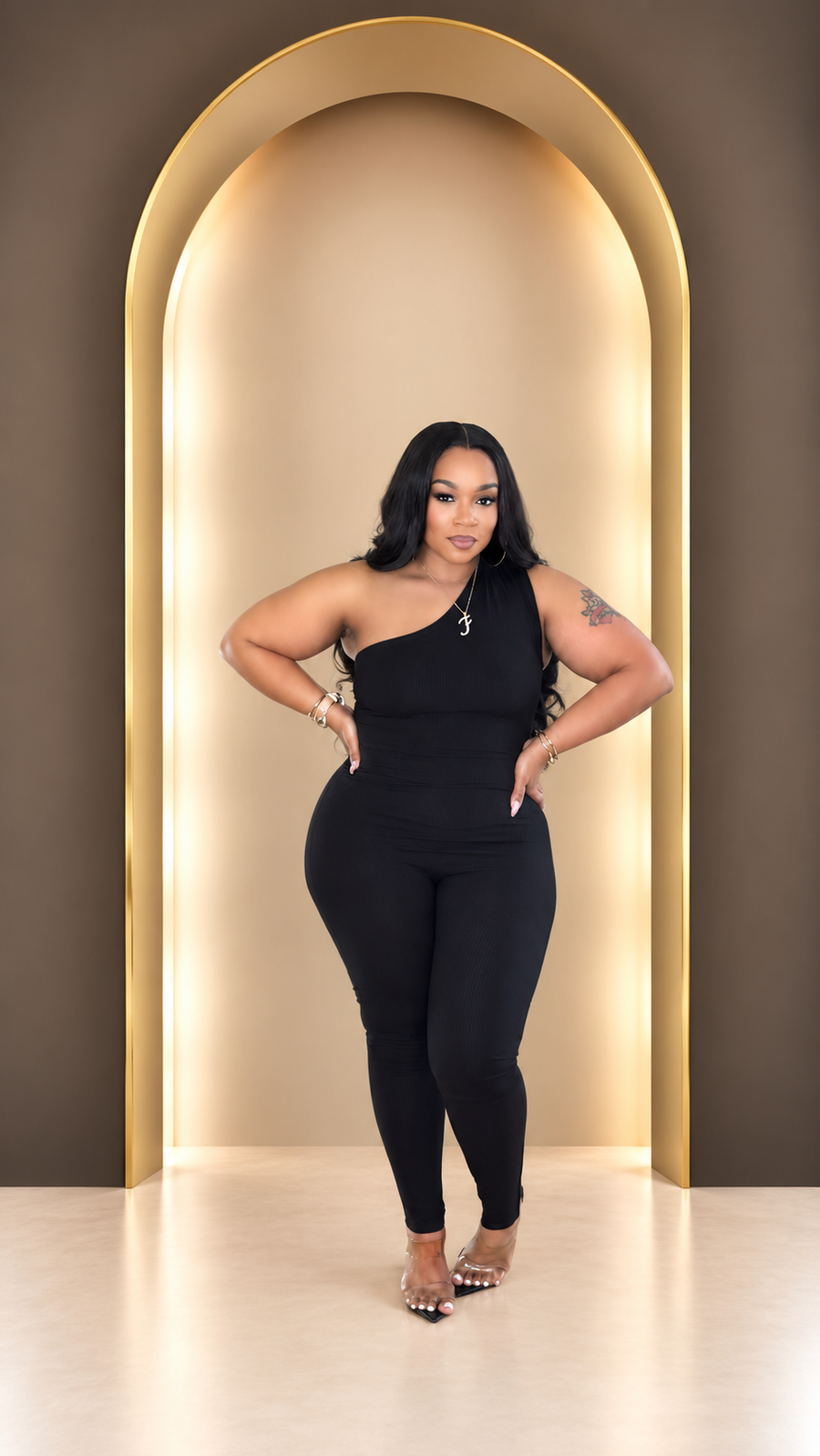 One Shoulder Jumpsuit- Black