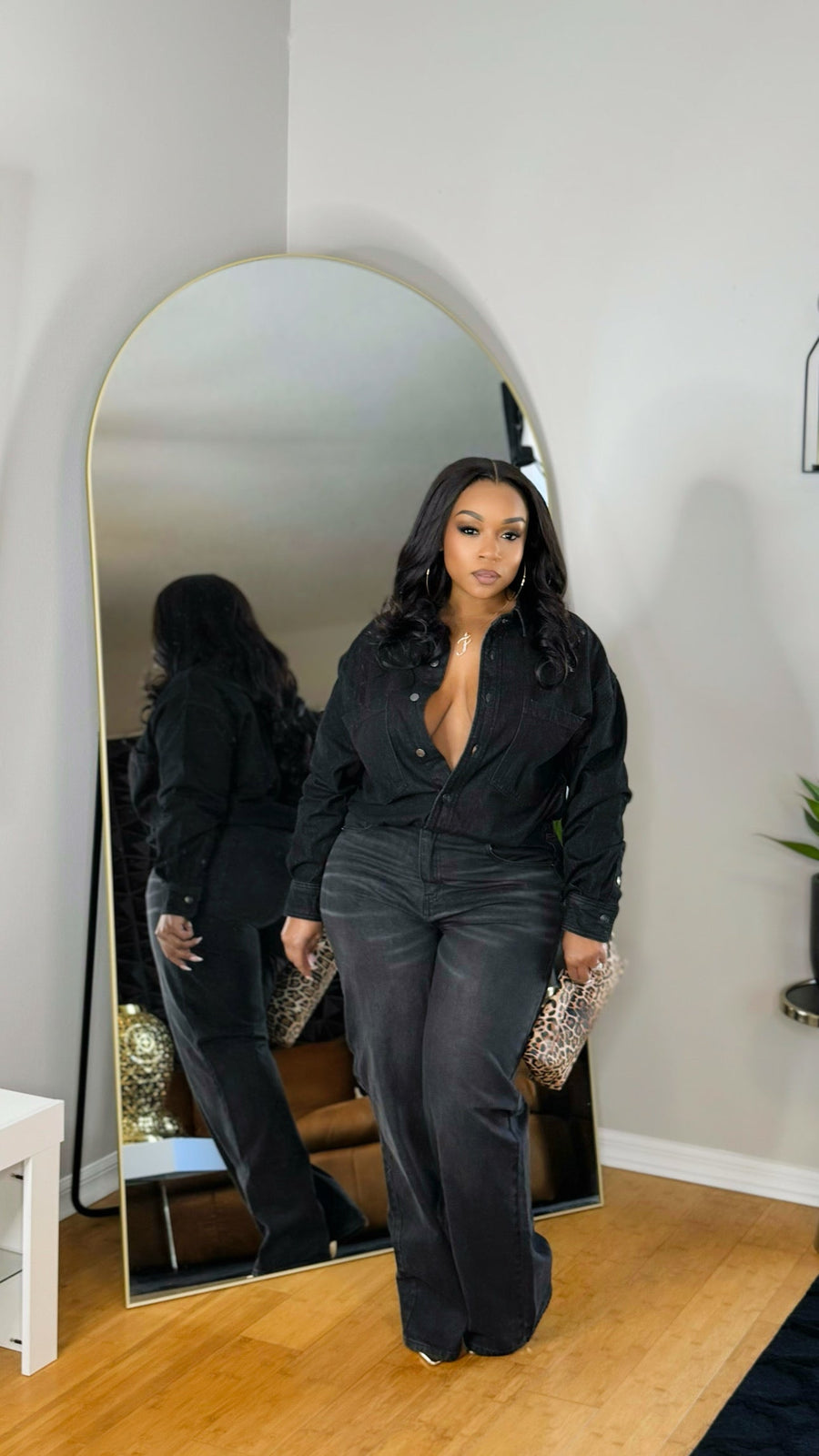 Black Denim Jumpsuit