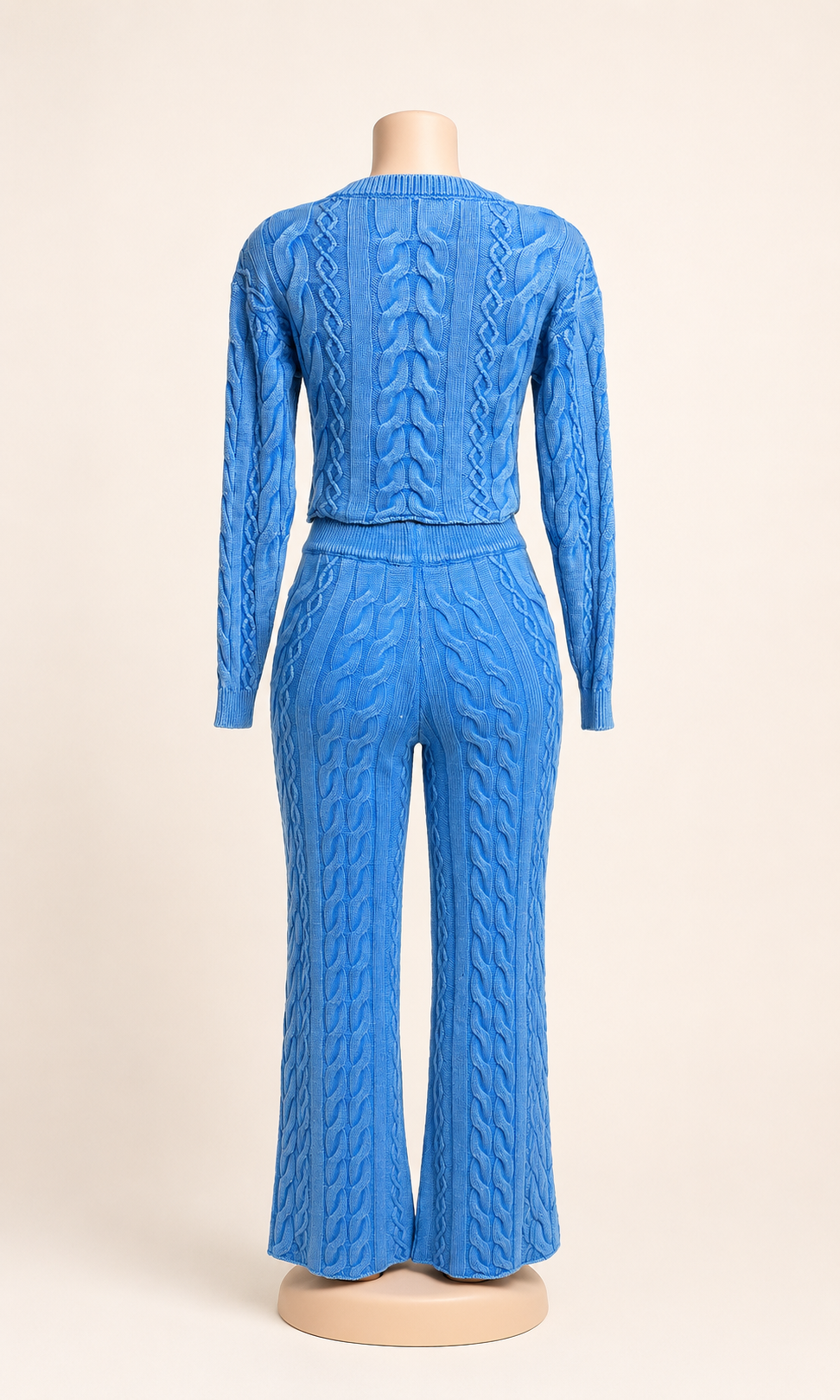 Mineral Washed Sweater Pant Set Blue