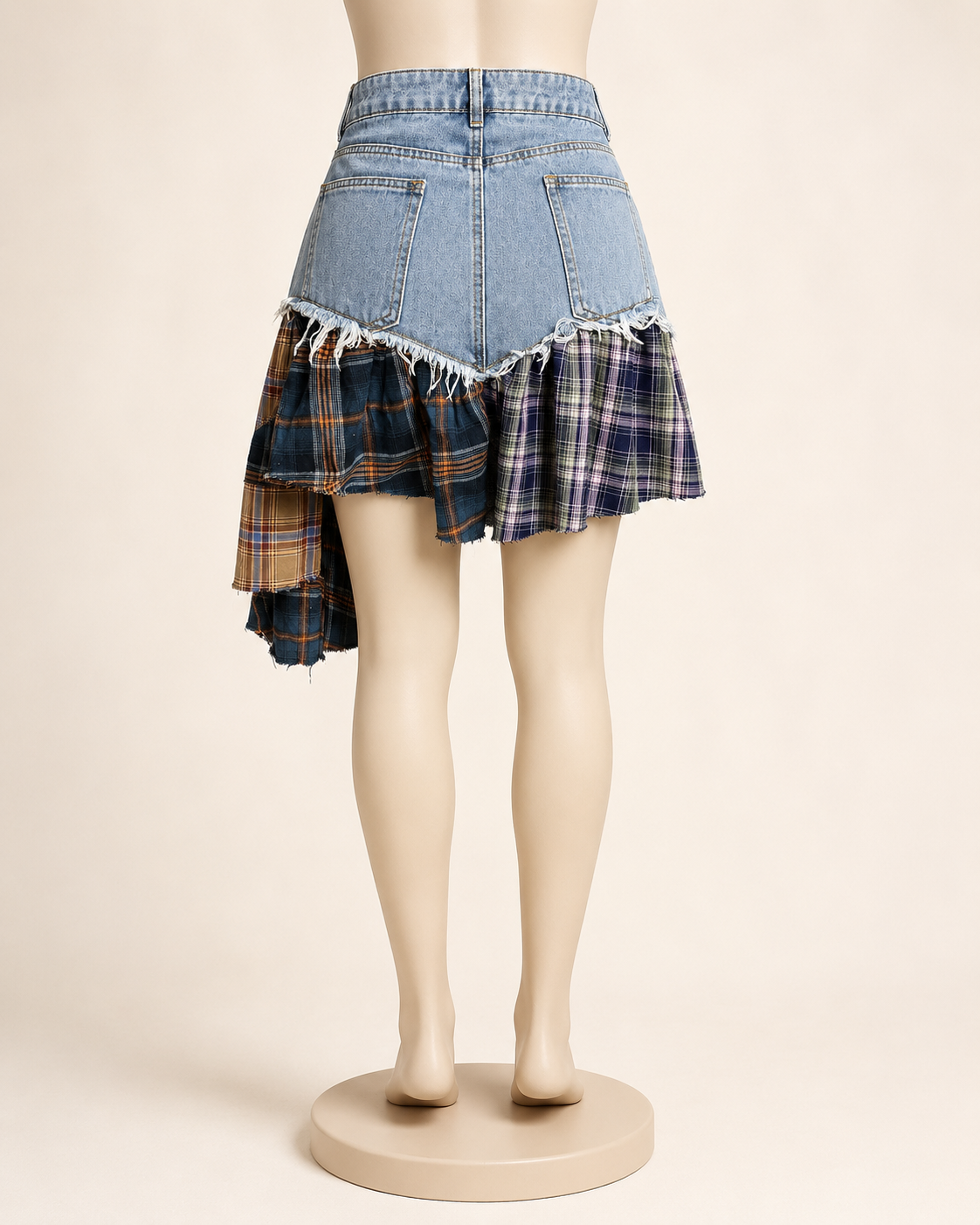 Denim Plaid Skort