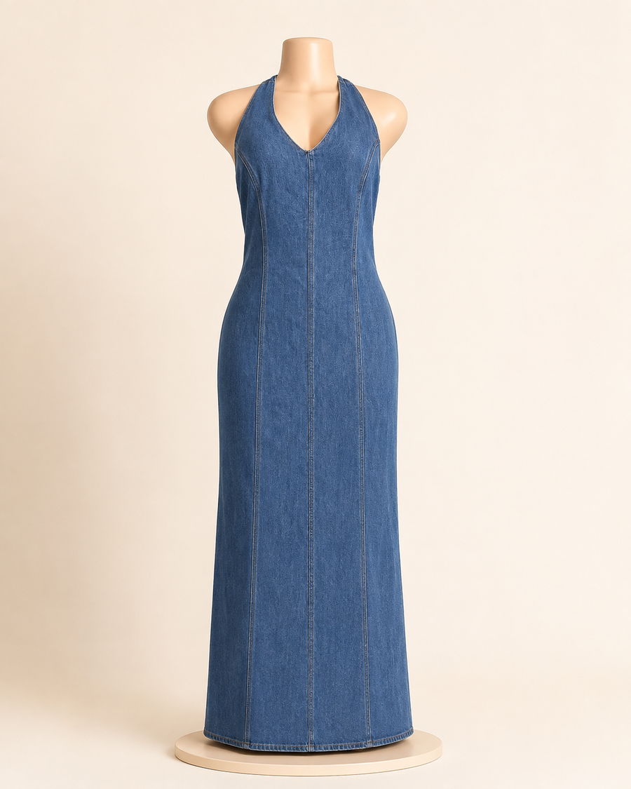 Halter Denim Maxi