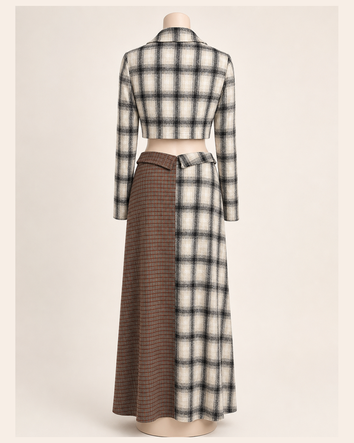 Plaid Mix Skirt Set