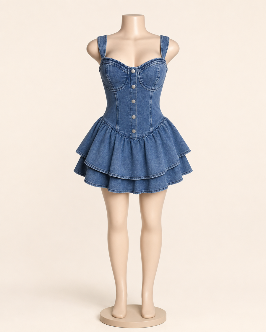Denim Ruffle Dress