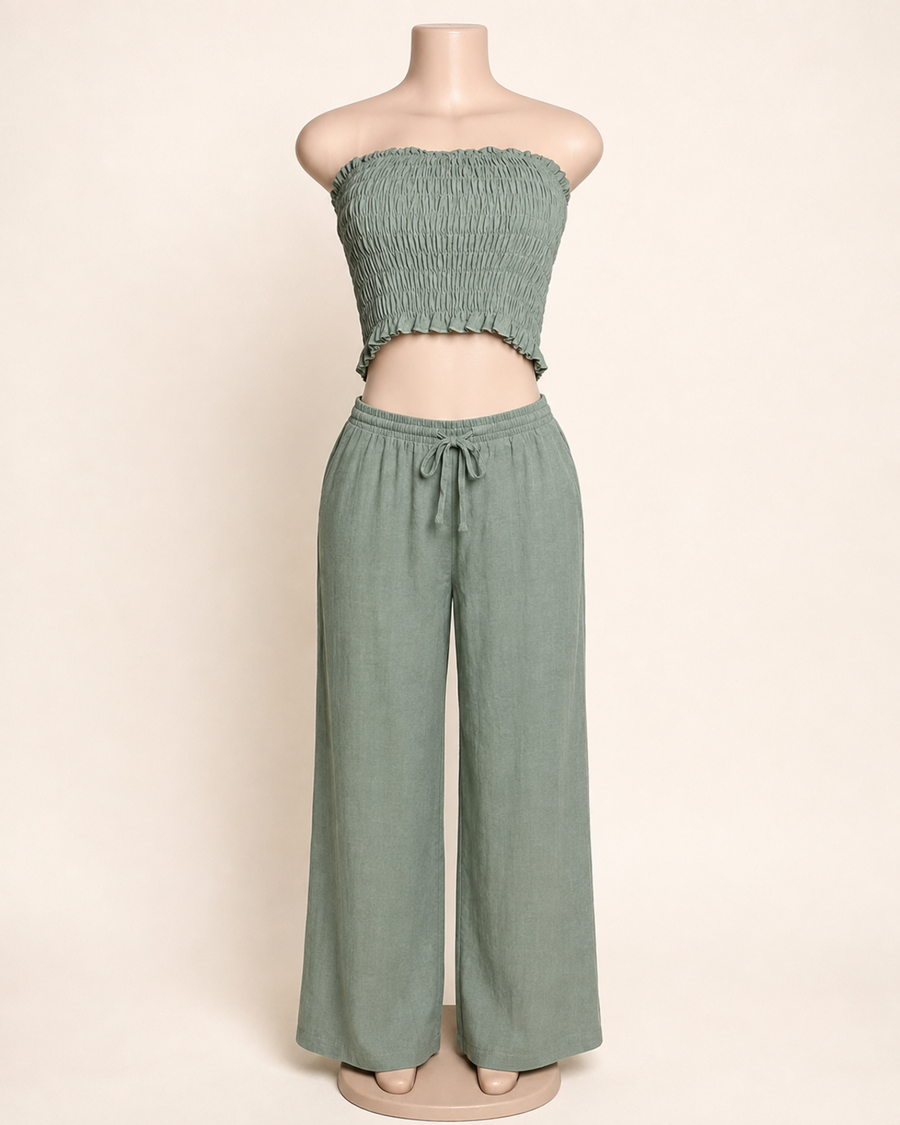 Green Tube Top Pant Set