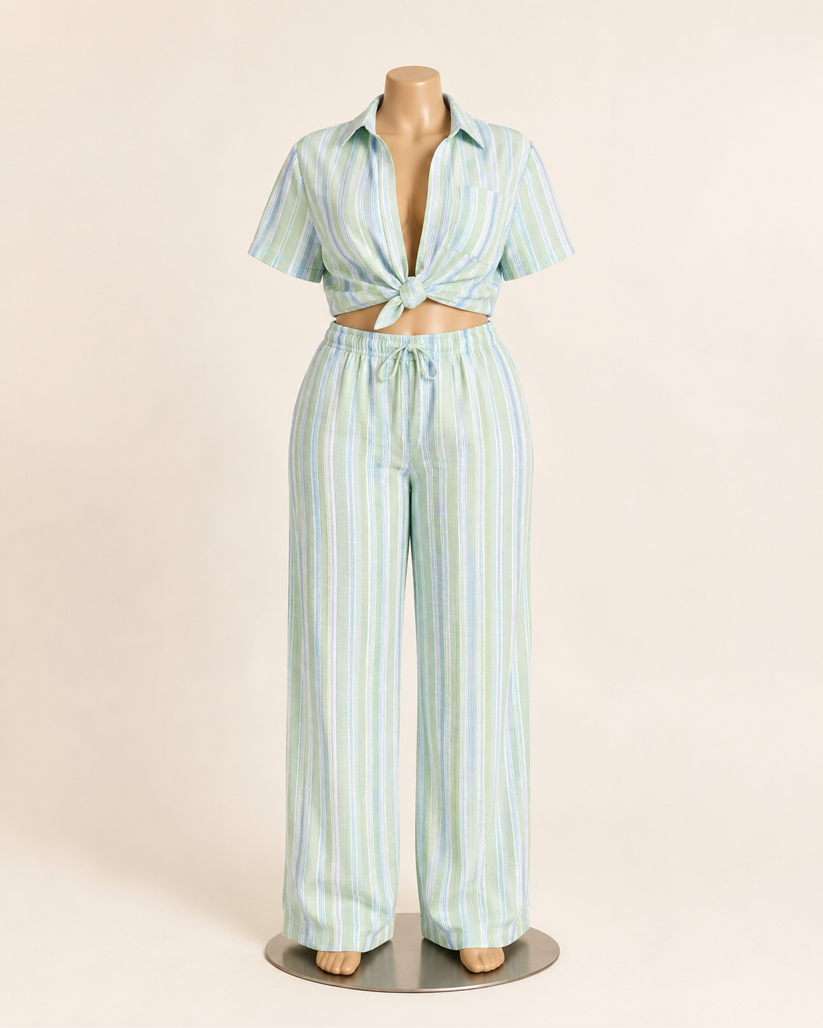 Linen Stripe Set-Sage Combo