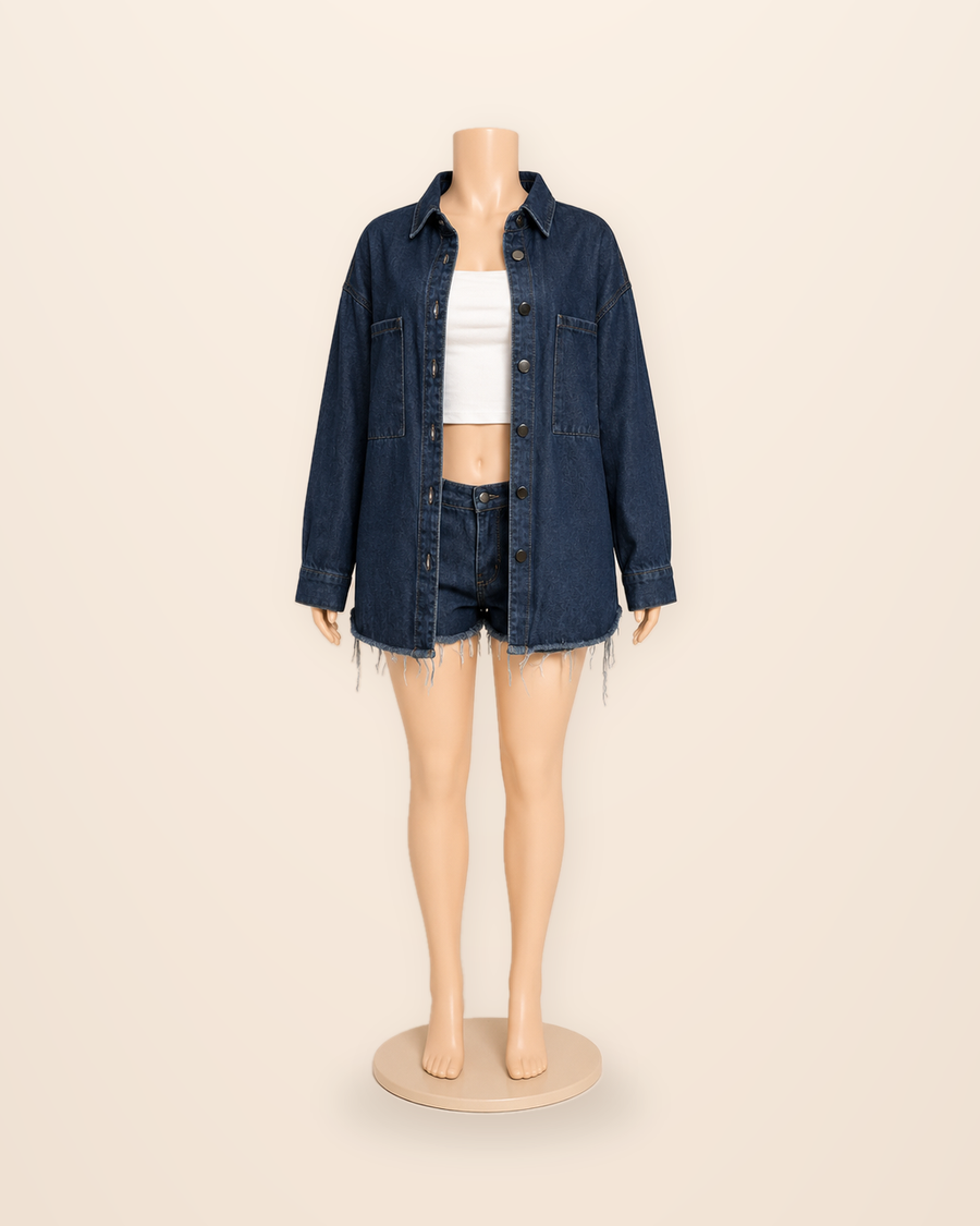 Blue Denim Short Set