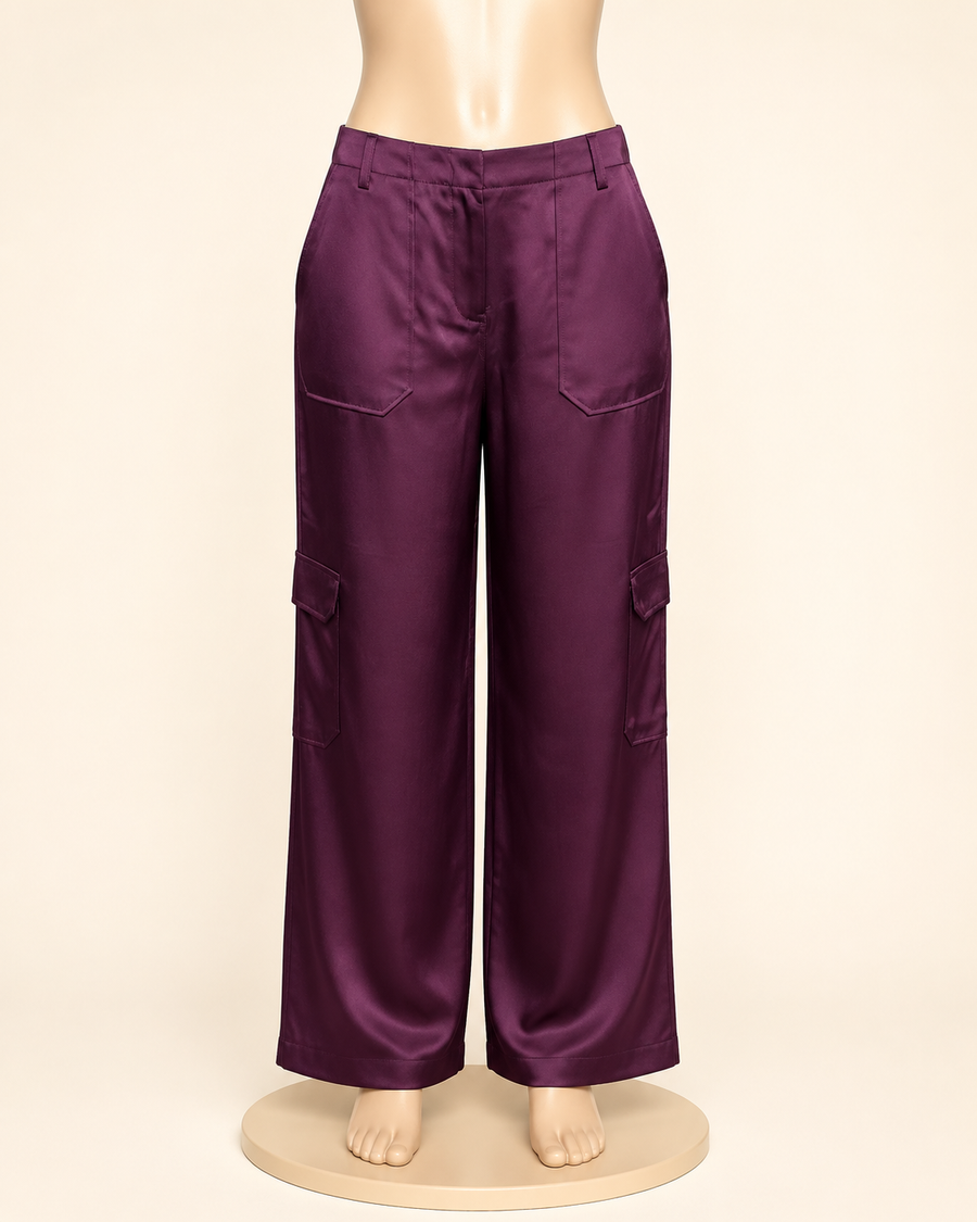 Talk That Talk Satin Pants- Plum